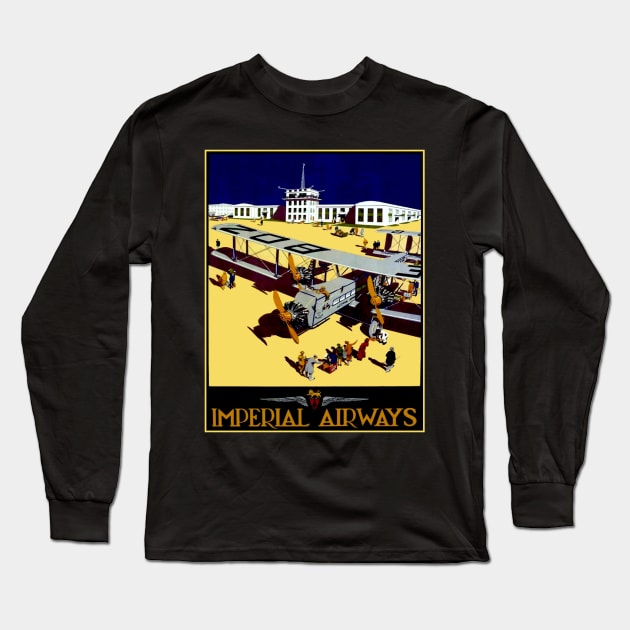 Imperial Airways Vintage Advertised Travel and Tourism Print Long Sleeve T-Shirt by posterbobs